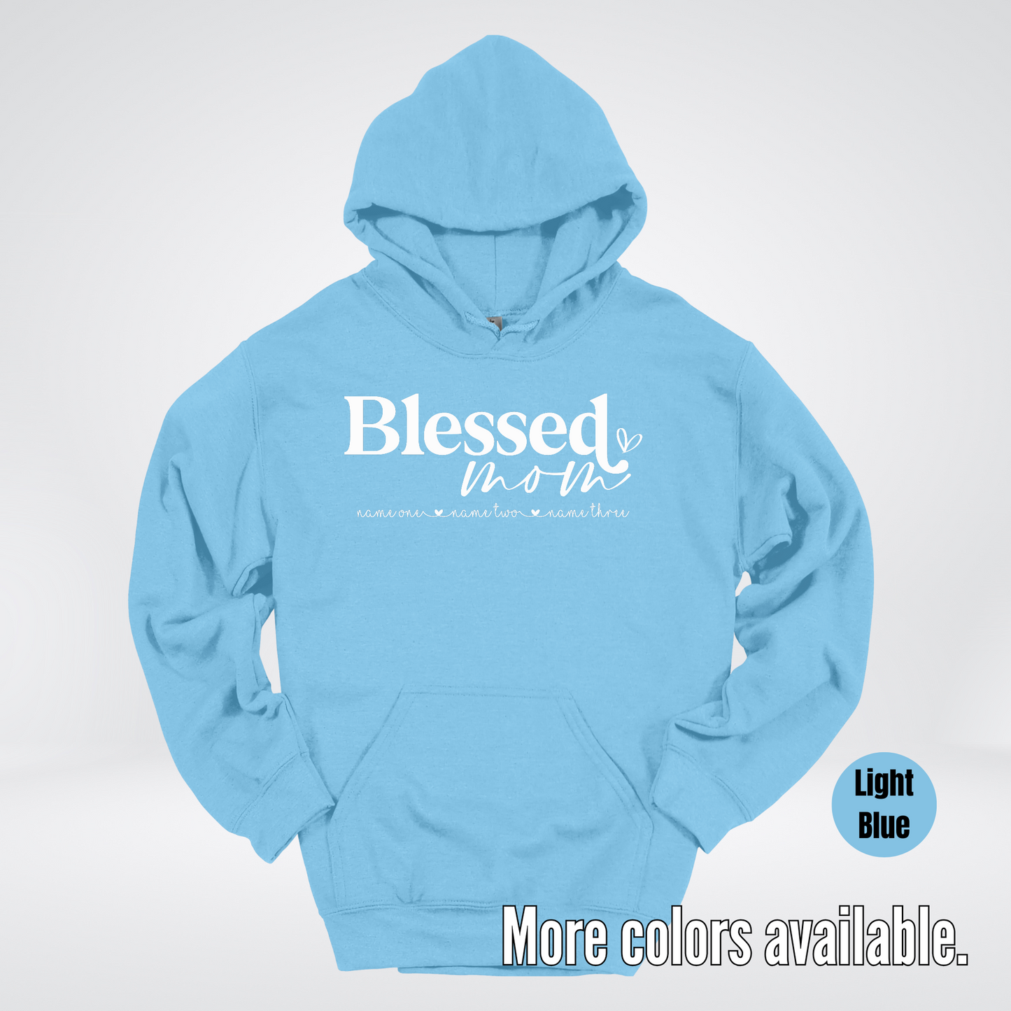 Custom Names Blessed Mom - White Design - Hoodie