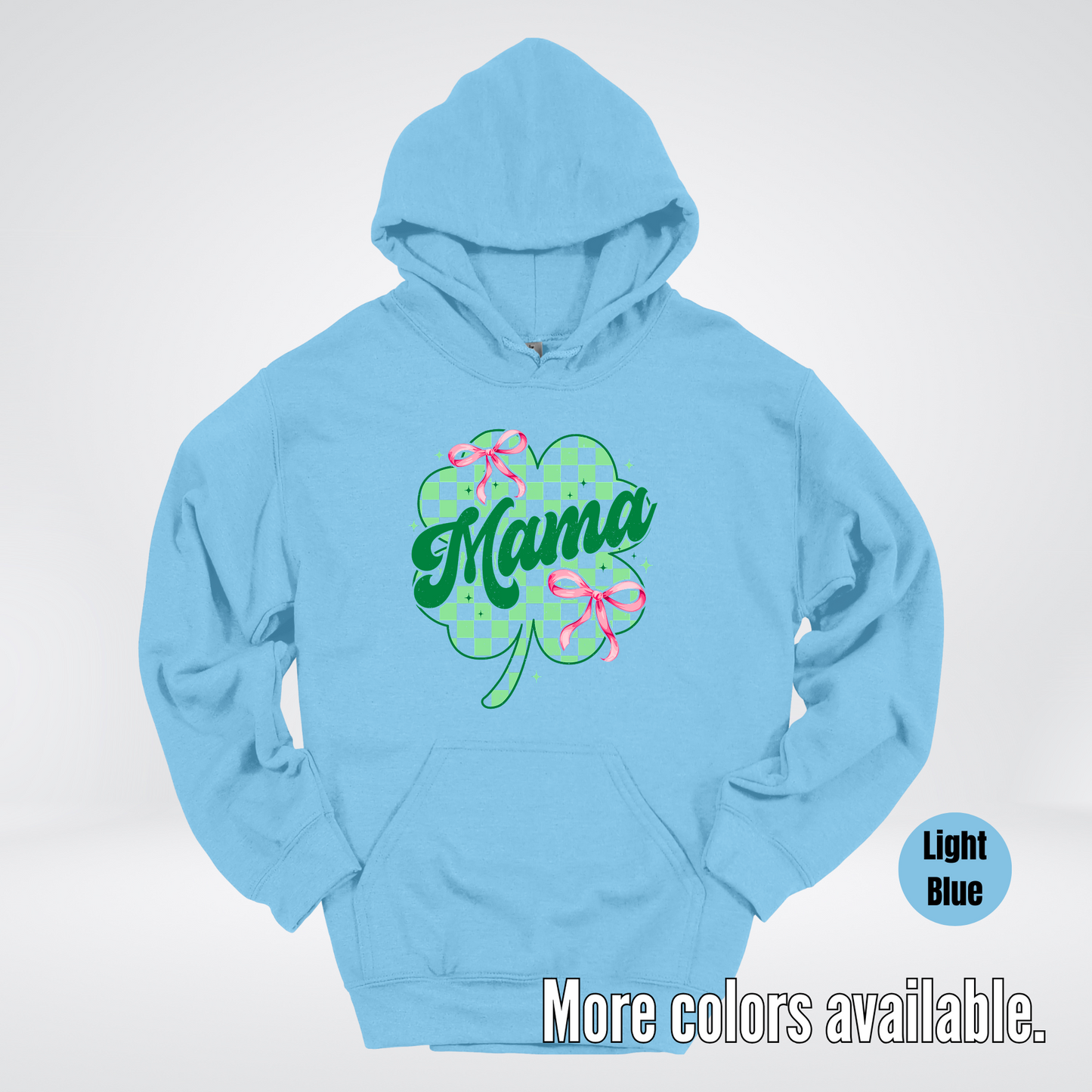 Coquette Mini Pink Bows Checkered Retro Four Leaf Clover Saint Patrick's Day Hoodie