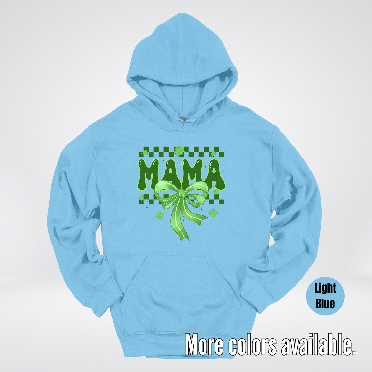 Mama Coquette Green Bow Checkered Retro Four Leaf Clovers Hoodie