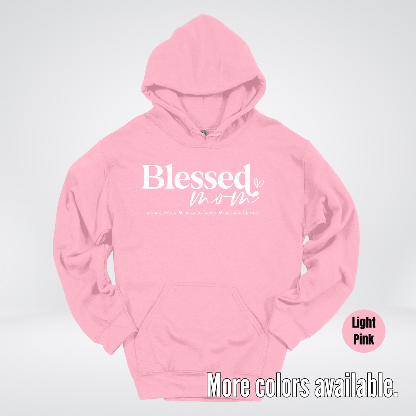 Custom Names Blessed Mom - White Design - Hoodie