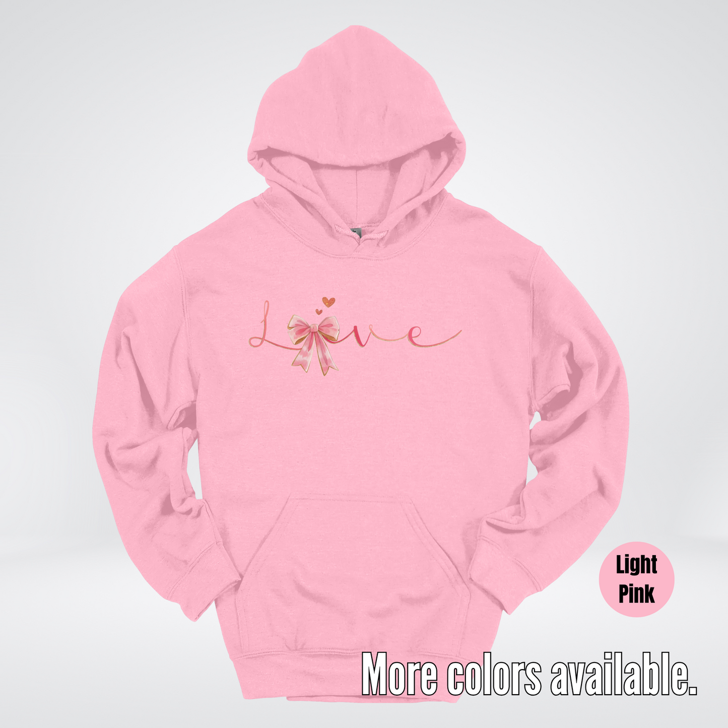 Love Pink Watercolor Coquette Bow Hoodie