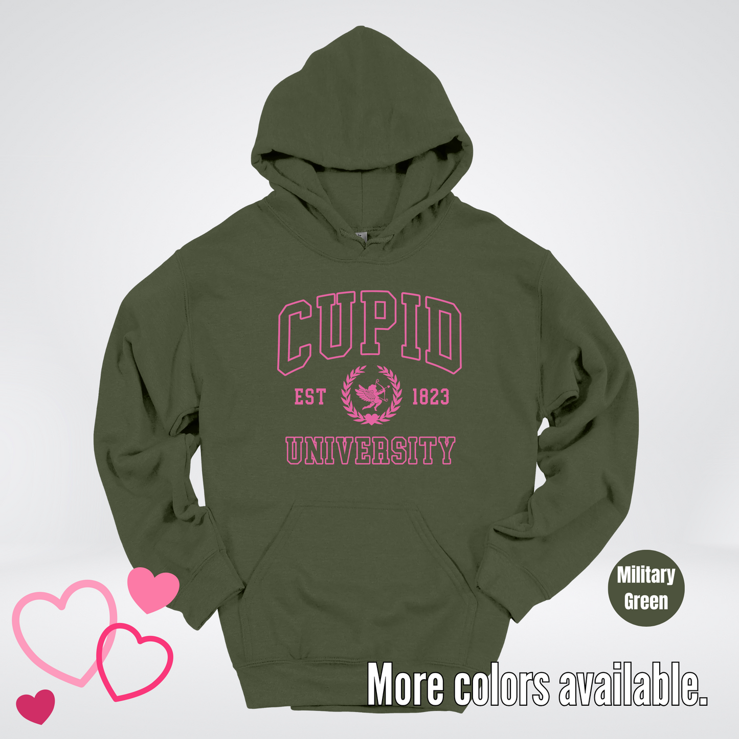 Cupid University Est 1823 Bright Pink Design Hoodie