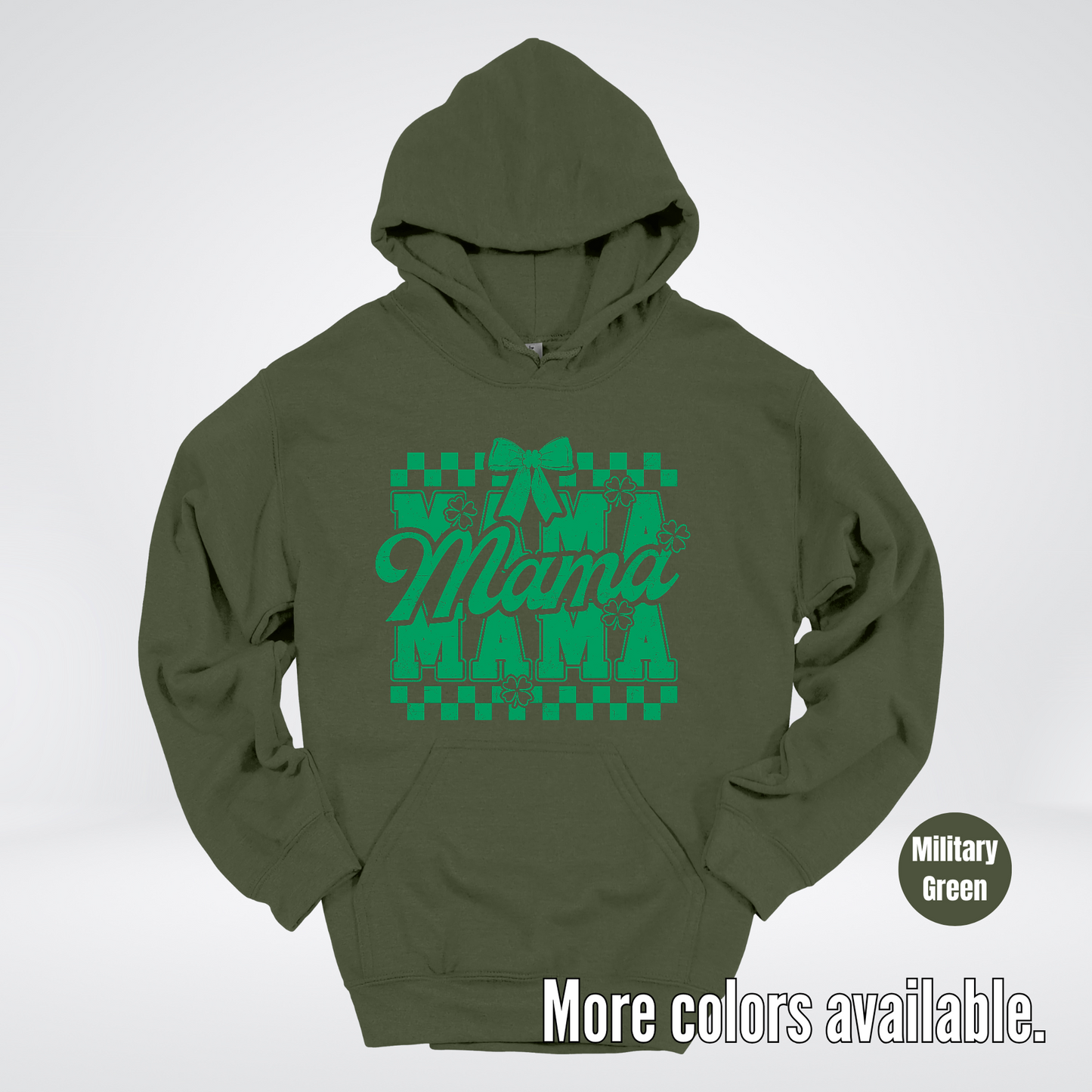 Distressed Saint Patrick’s Day Green Coquette Bow Mama Hoodie