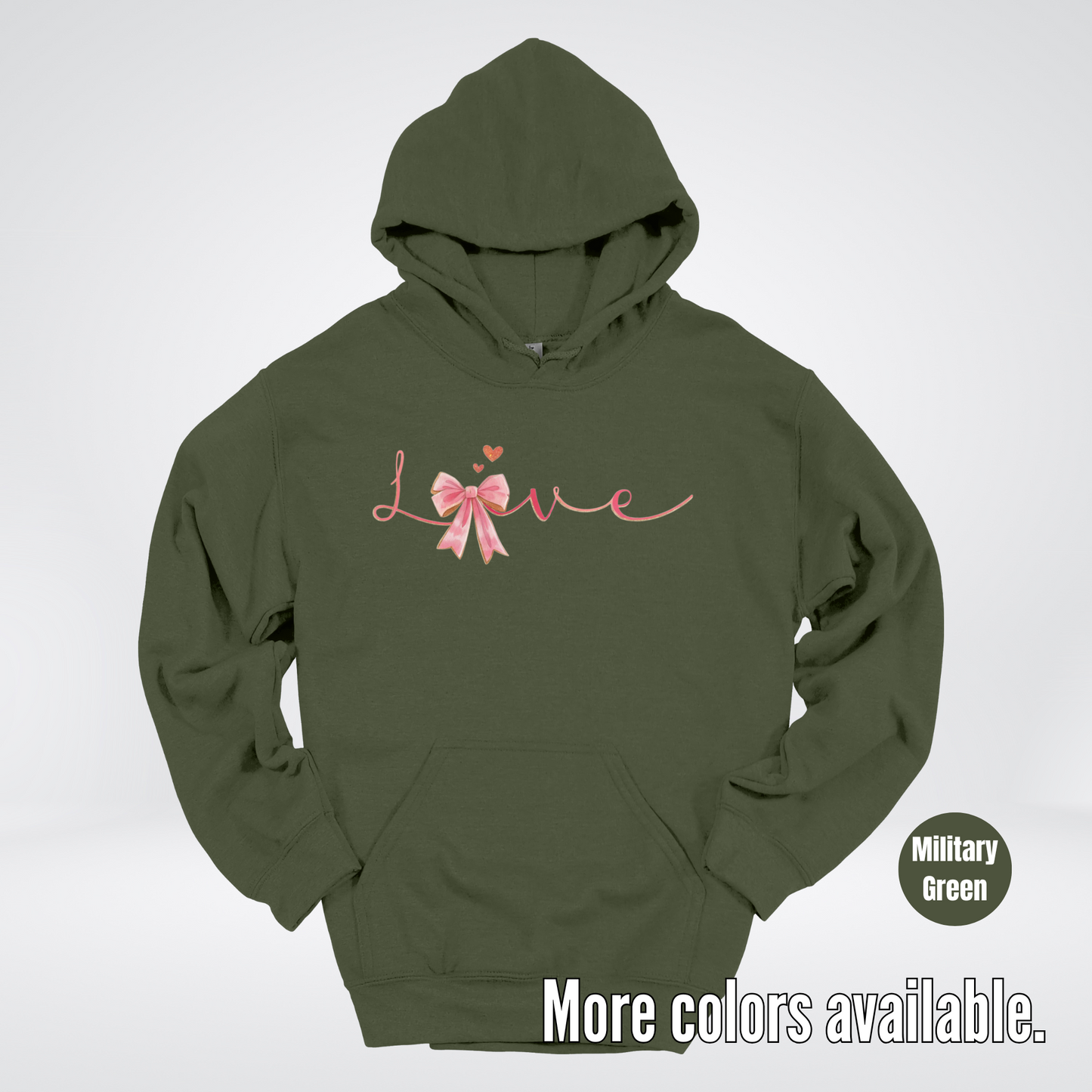 Love Pink Watercolor Coquette Bow Hoodie