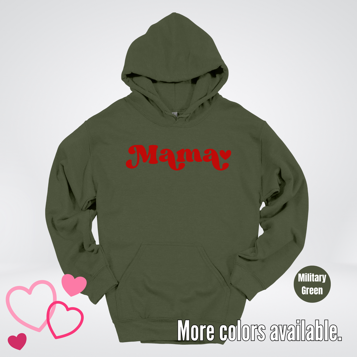 Mama Retro Valentine's Day Red Design Hoodie