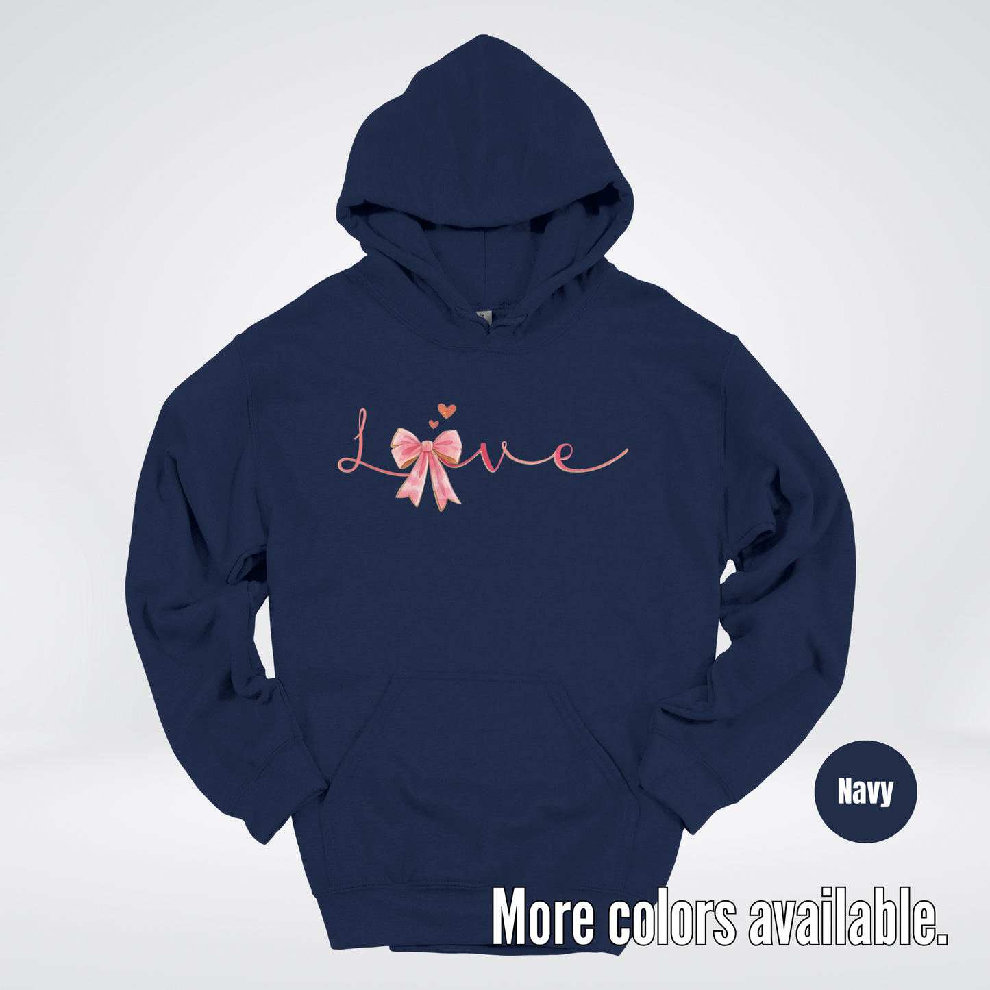 Love Pink Watercolor Coquette Bow Hoodie