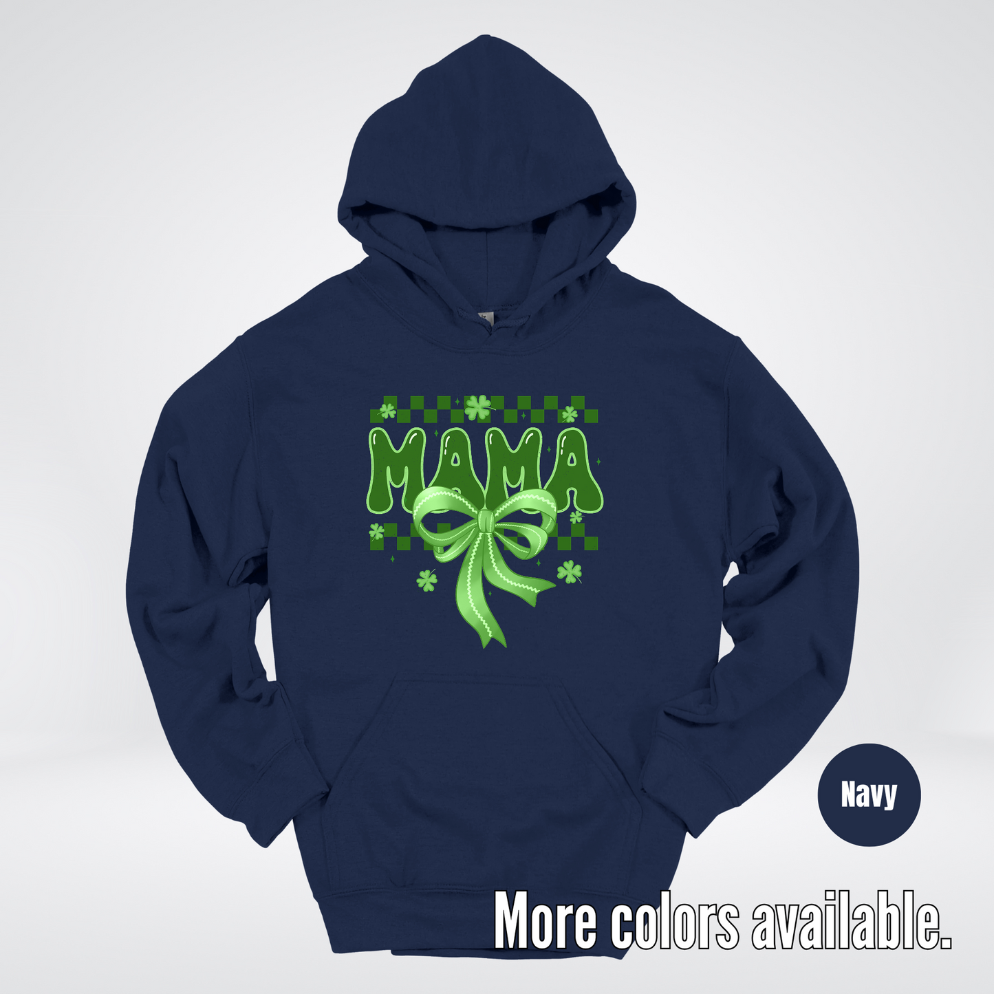 Mama Coquette Green Bow Checkered Retro Four Leaf Clovers Hoodie