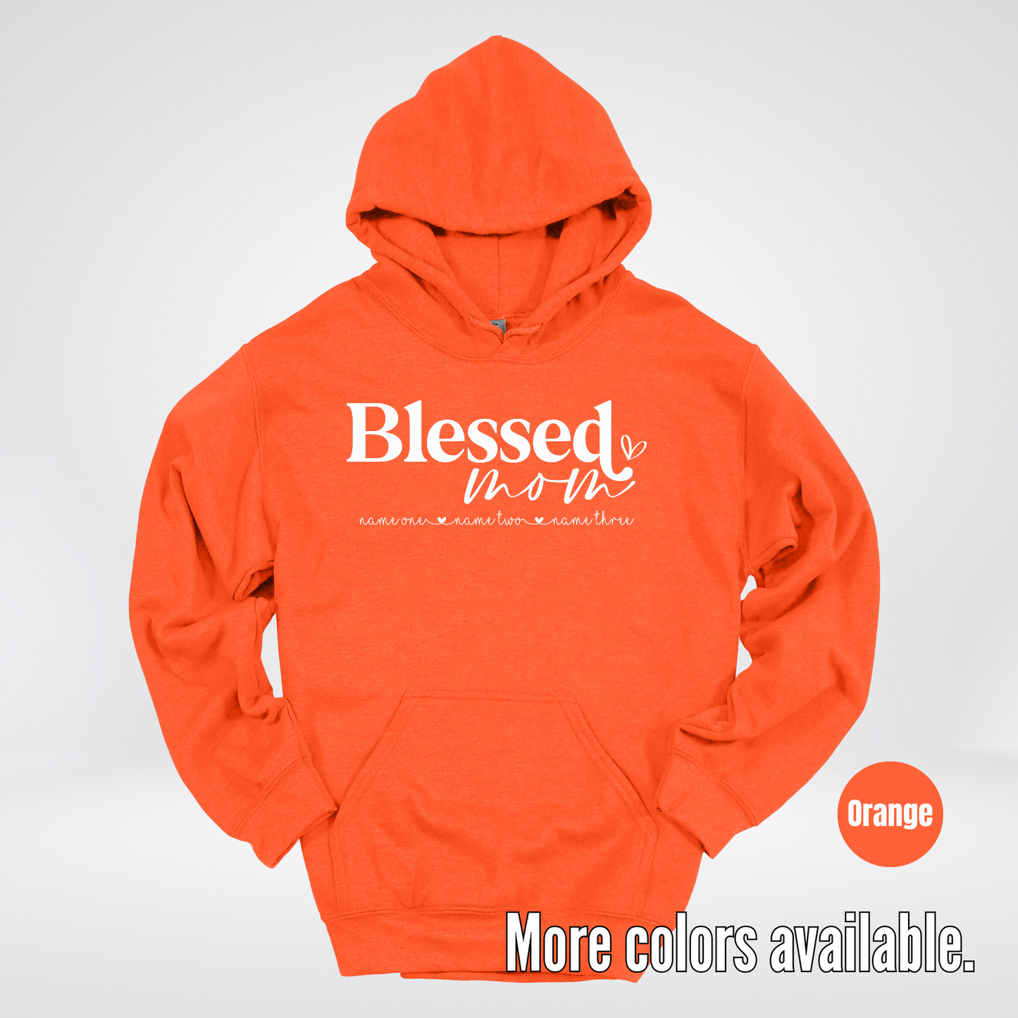 Custom Names Blessed Mom - White Design - Hoodie