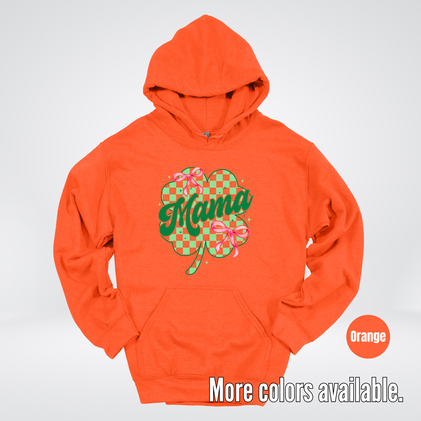Coquette Mini Pink Bows Checkered Retro Four Leaf Clover Saint Patrick's Day Hoodie
