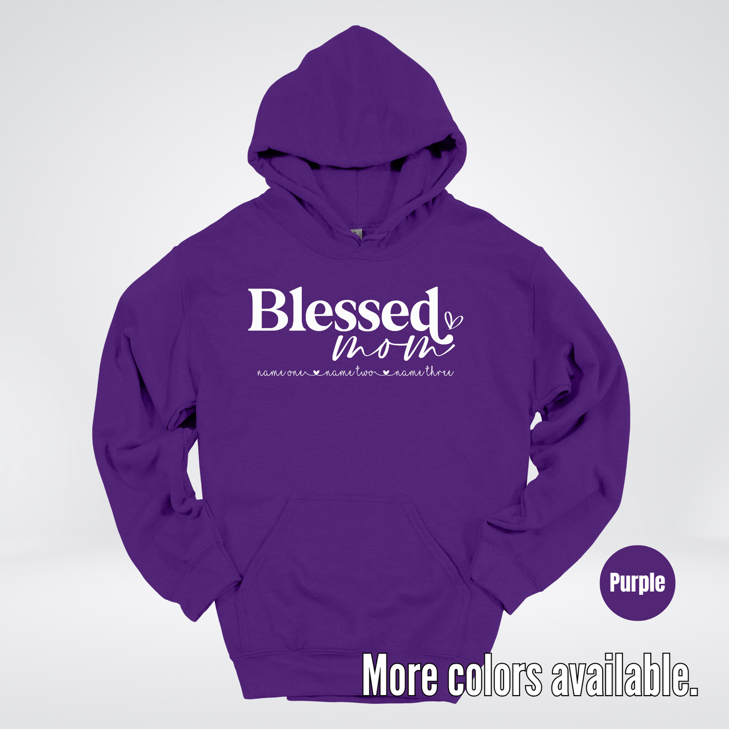 Custom Names Blessed Mom - White Design - Hoodie