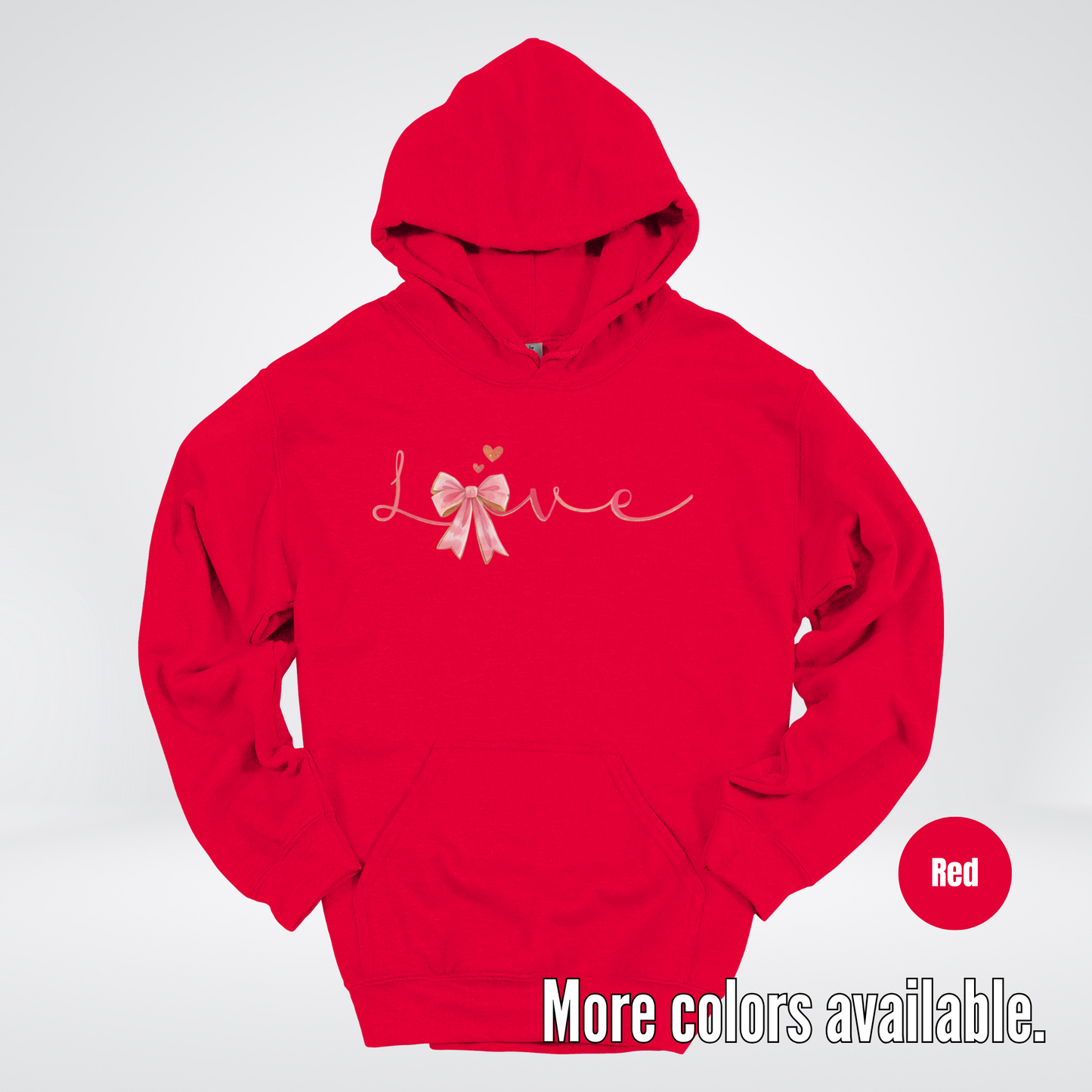 Love Pink Watercolor Coquette Bow Hoodie