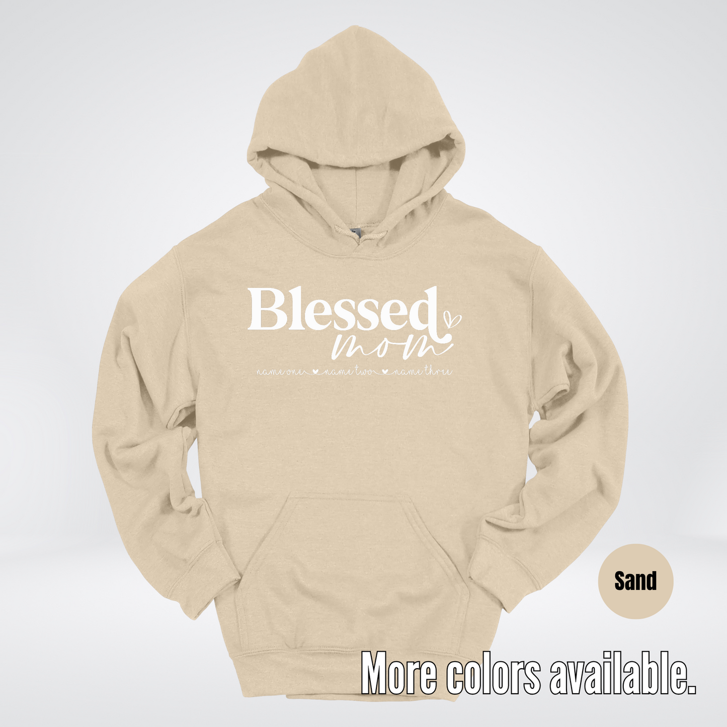Custom Names Blessed Mom - White Design - Hoodie