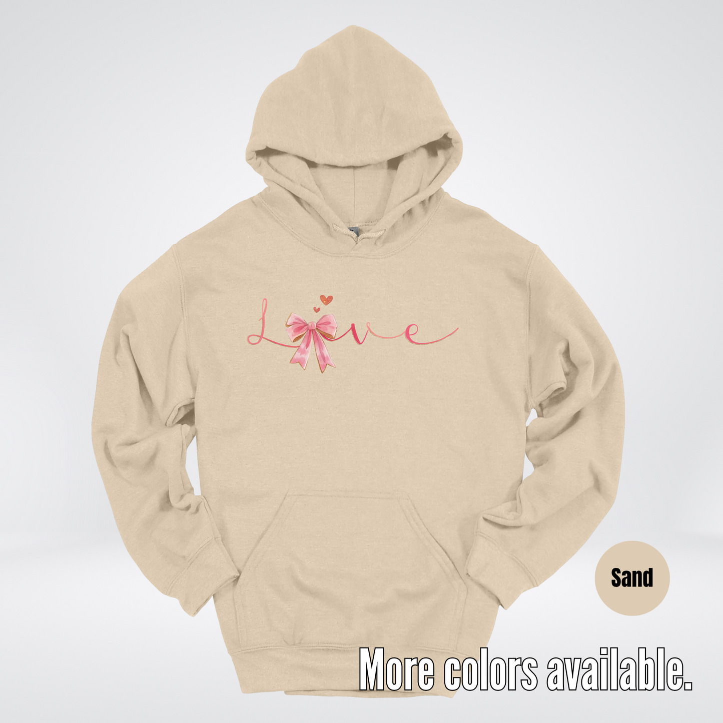 Love Pink Watercolor Coquette Bow Hoodie