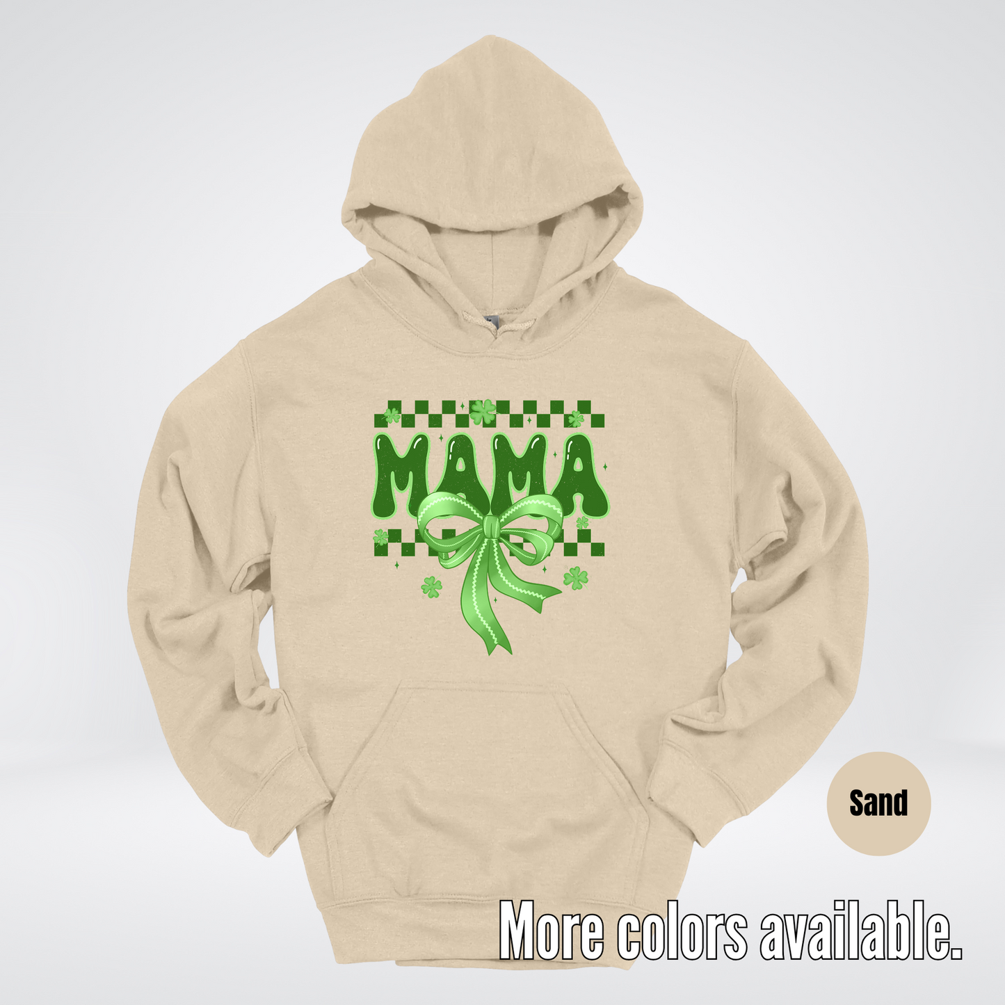 Mama Coquette Green Bow Checkered Retro Four Leaf Clovers Hoodie