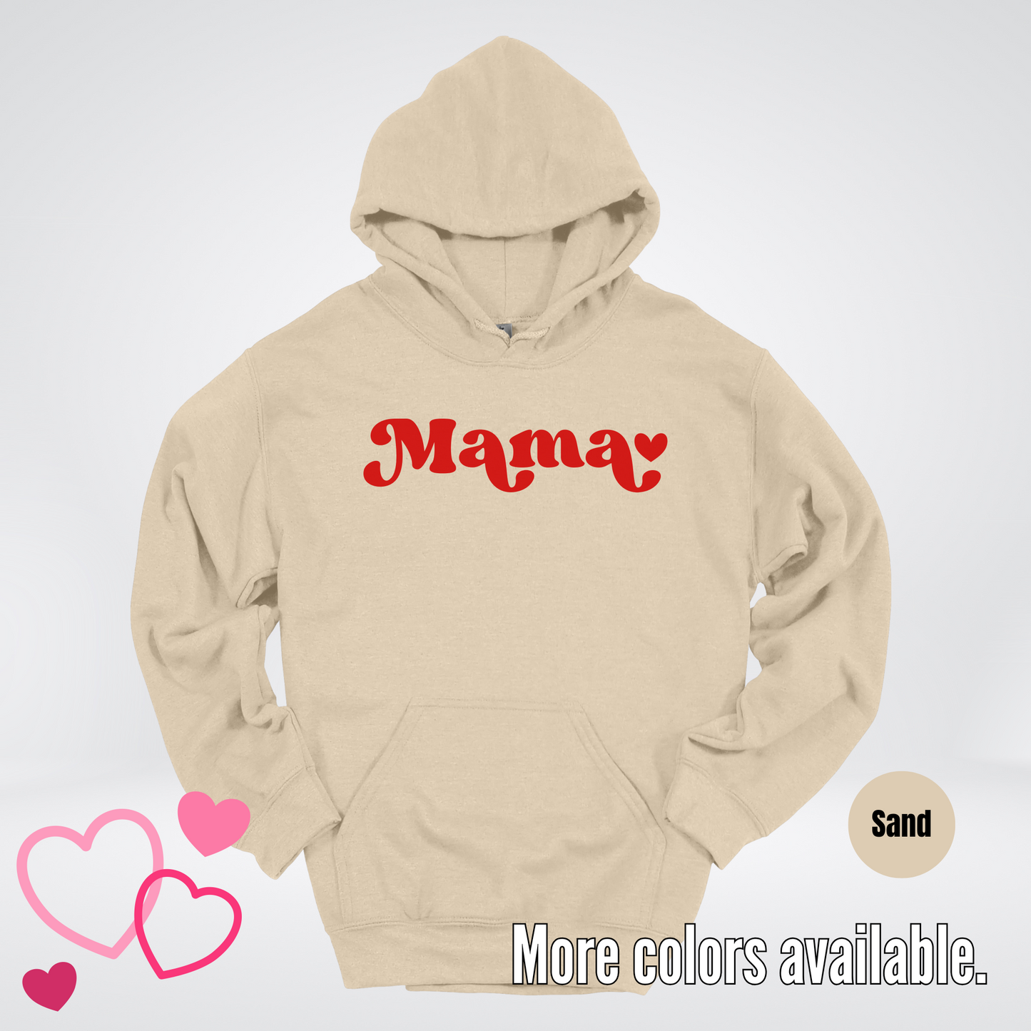 Mama Retro Valentine's Day Red Design Hoodie