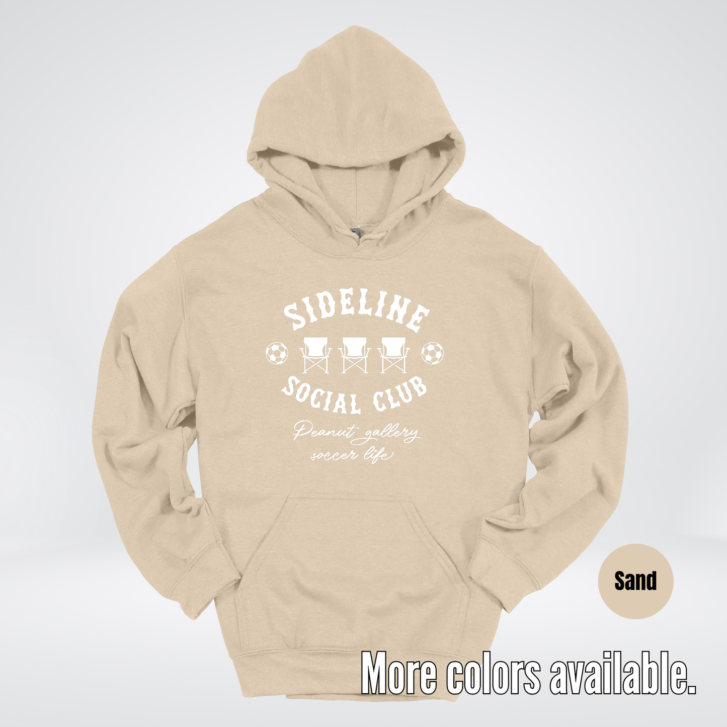 Sideline Social Club Peanut Gallery Soccer Life – White Design – Hoodie