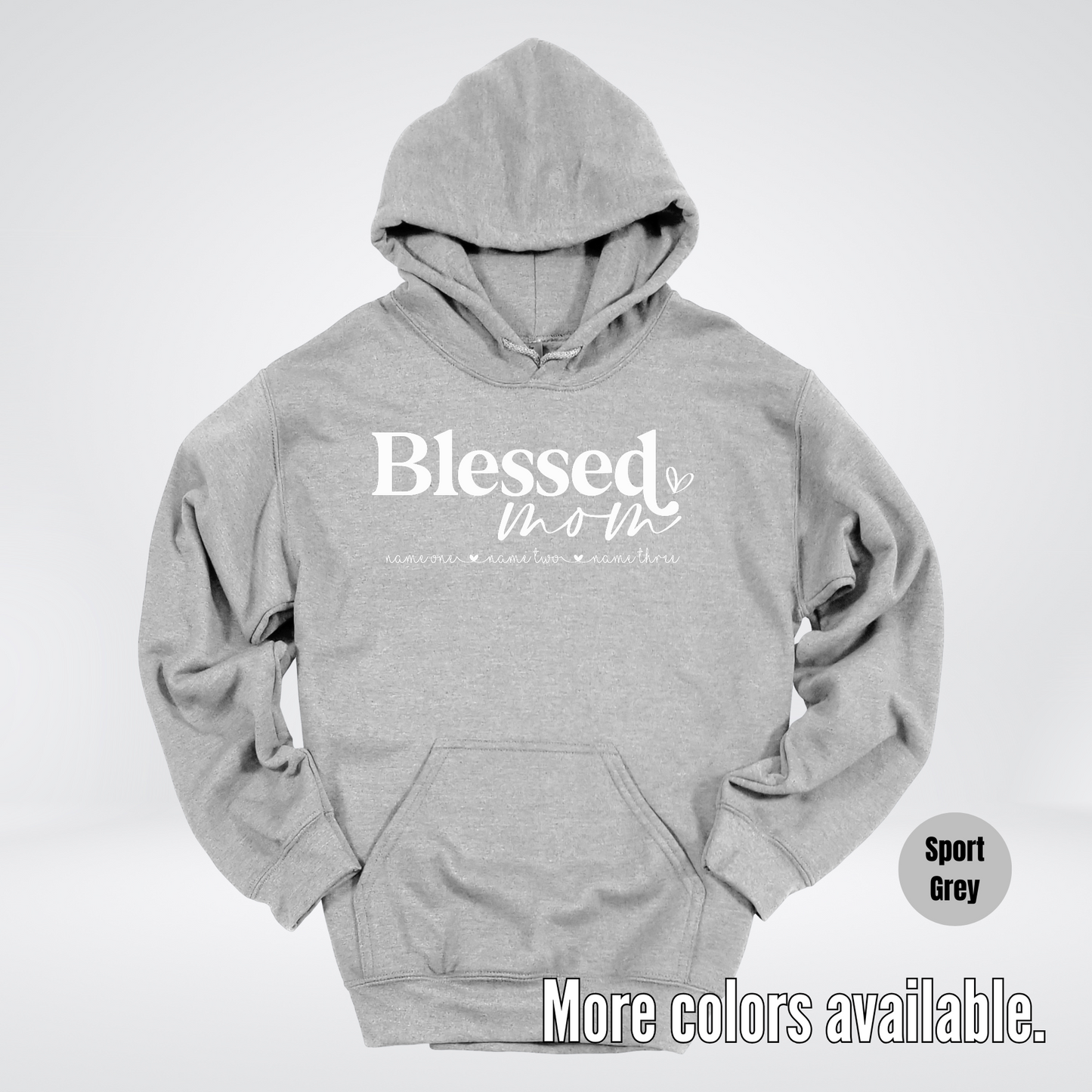 Custom Names Blessed Mom - White Design - Hoodie
