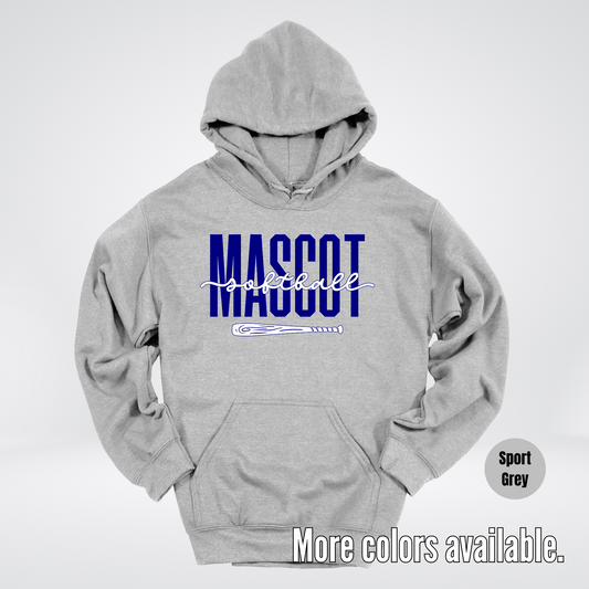 Custom Mascot – Navy - Softball Design 27 Hoodie