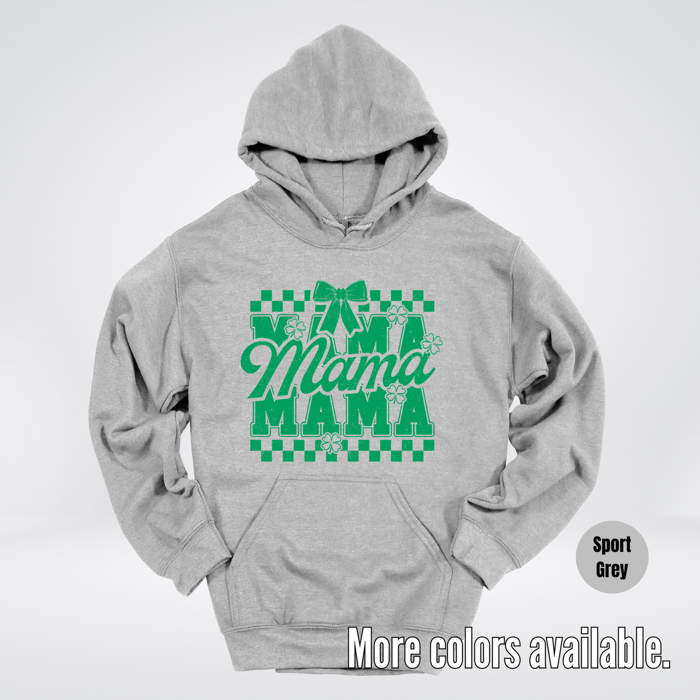Distressed Saint Patrick’s Day Green Coquette Bow Mama Hoodie