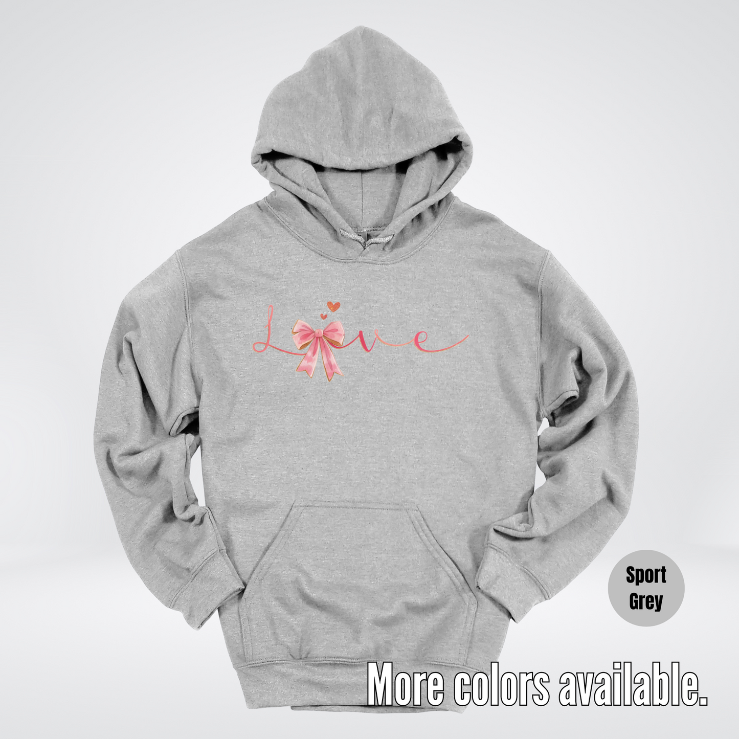 Love Pink Watercolor Coquette Bow Hoodie
