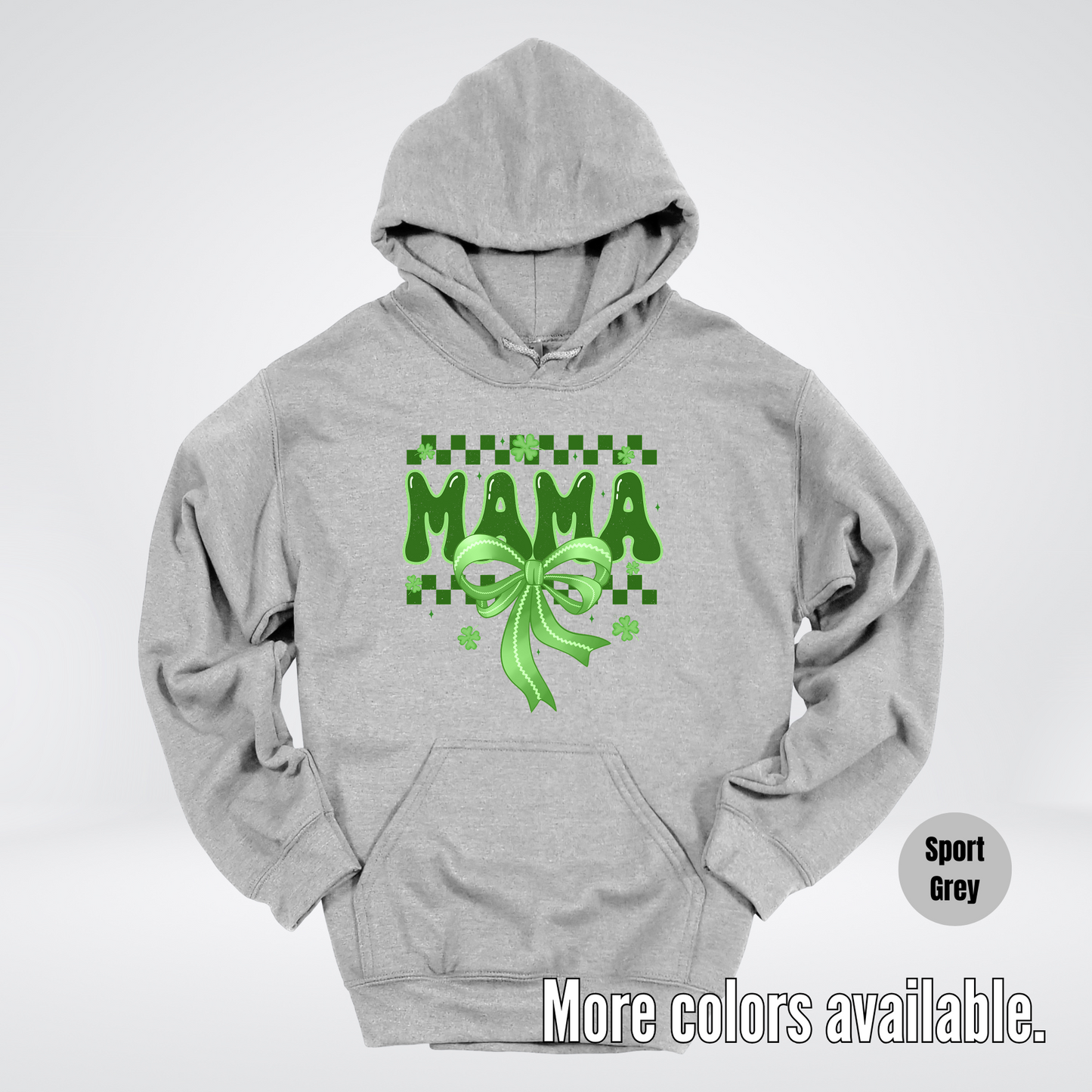 Mama Coquette Green Bow Checkered Retro Four Leaf Clovers Hoodie