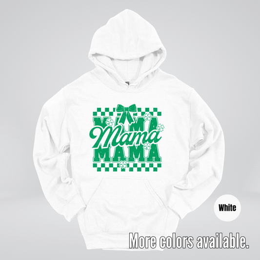 Distressed Saint Patrick’s Day Green Coquette Bow Mama Hoodie