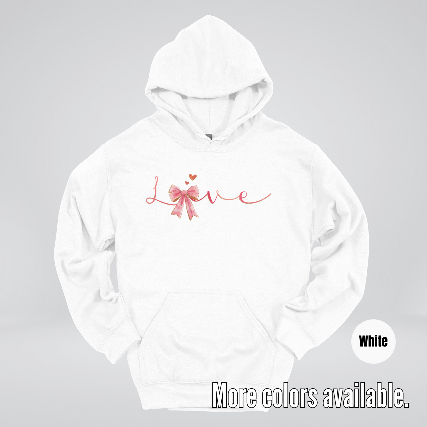Love Pink Watercolor Coquette Bow Hoodie