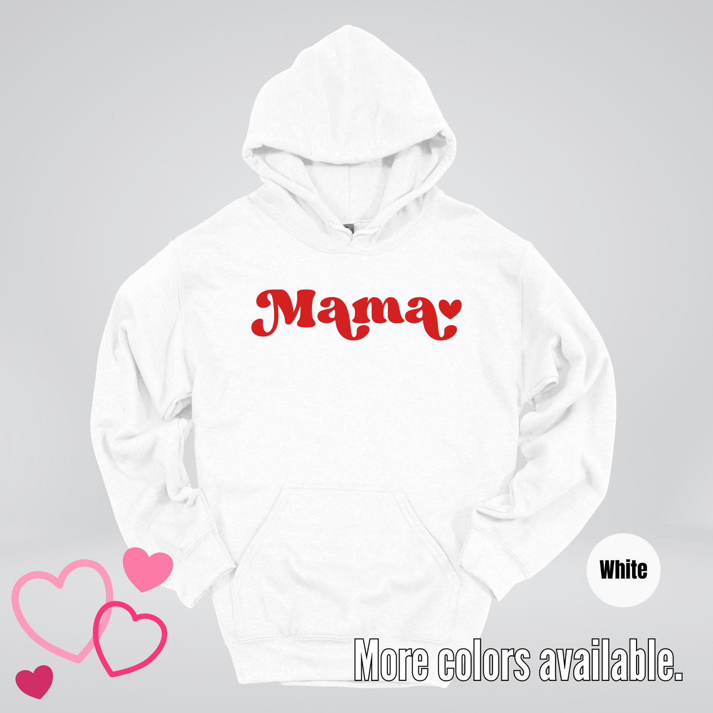 Mama Retro Valentine's Day Red Design Hoodie