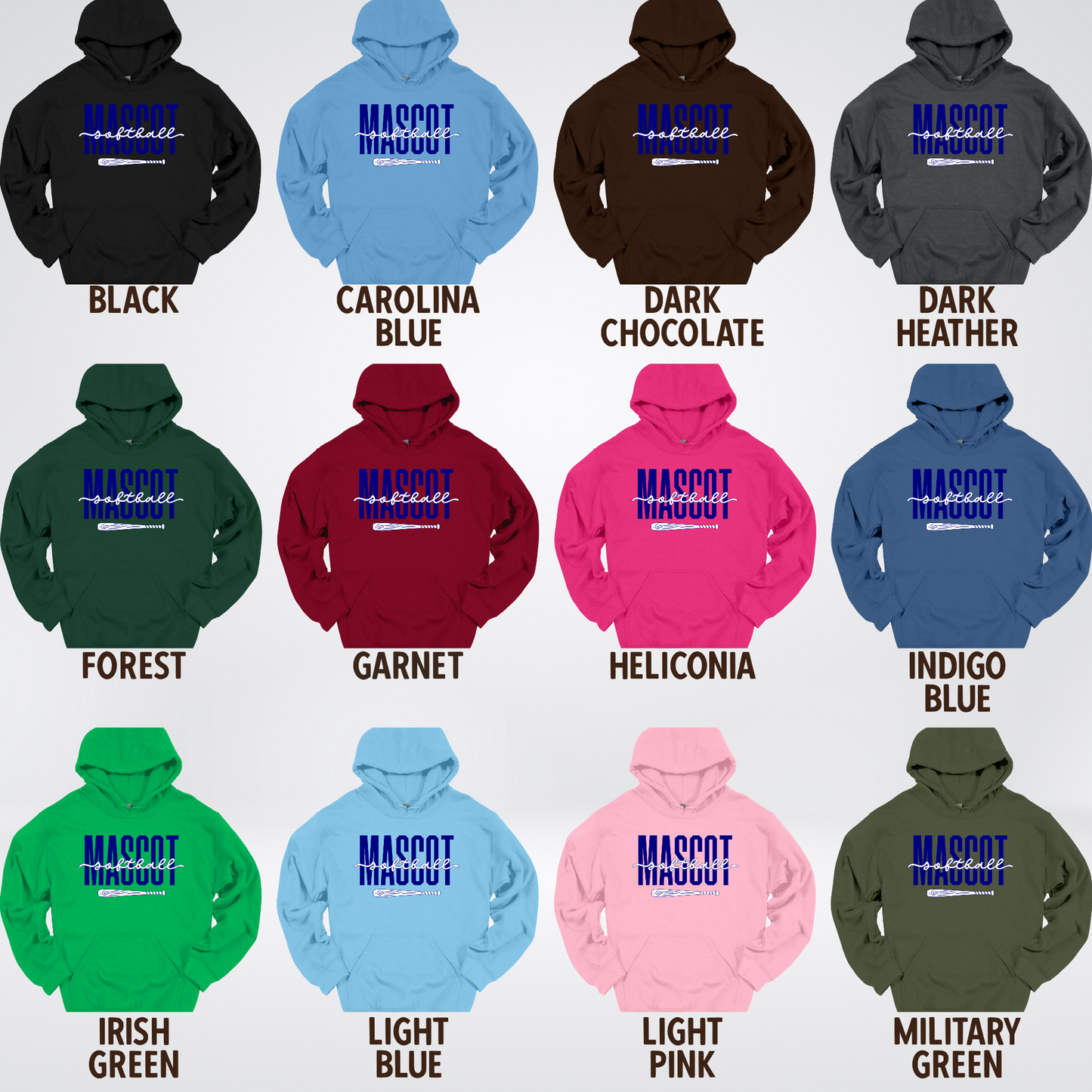 Custom Mascot – Navy - Softball Design 27 Hoodie