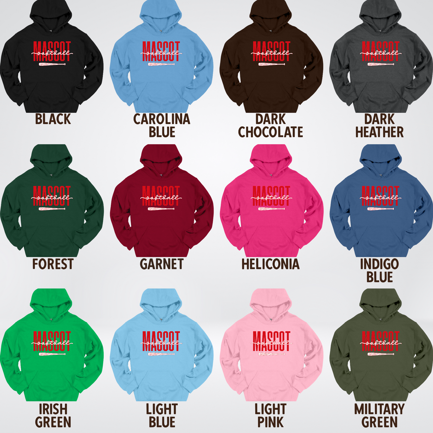 Custom Mascot – Red - Softball Design 28 Hoodie