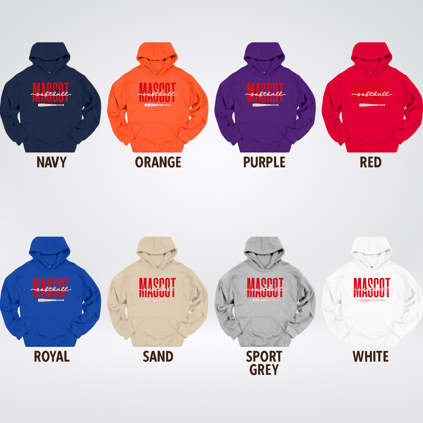 Custom Mascot – Red - Softball Design 28 Hoodie