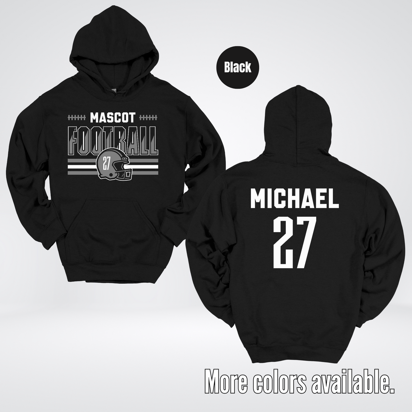 Custom Mascot, Number, & Name – Gray - Football Design 15 Hoodie