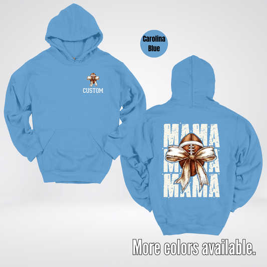 CUSTOM NAME Coquette Football Mama Hoodie