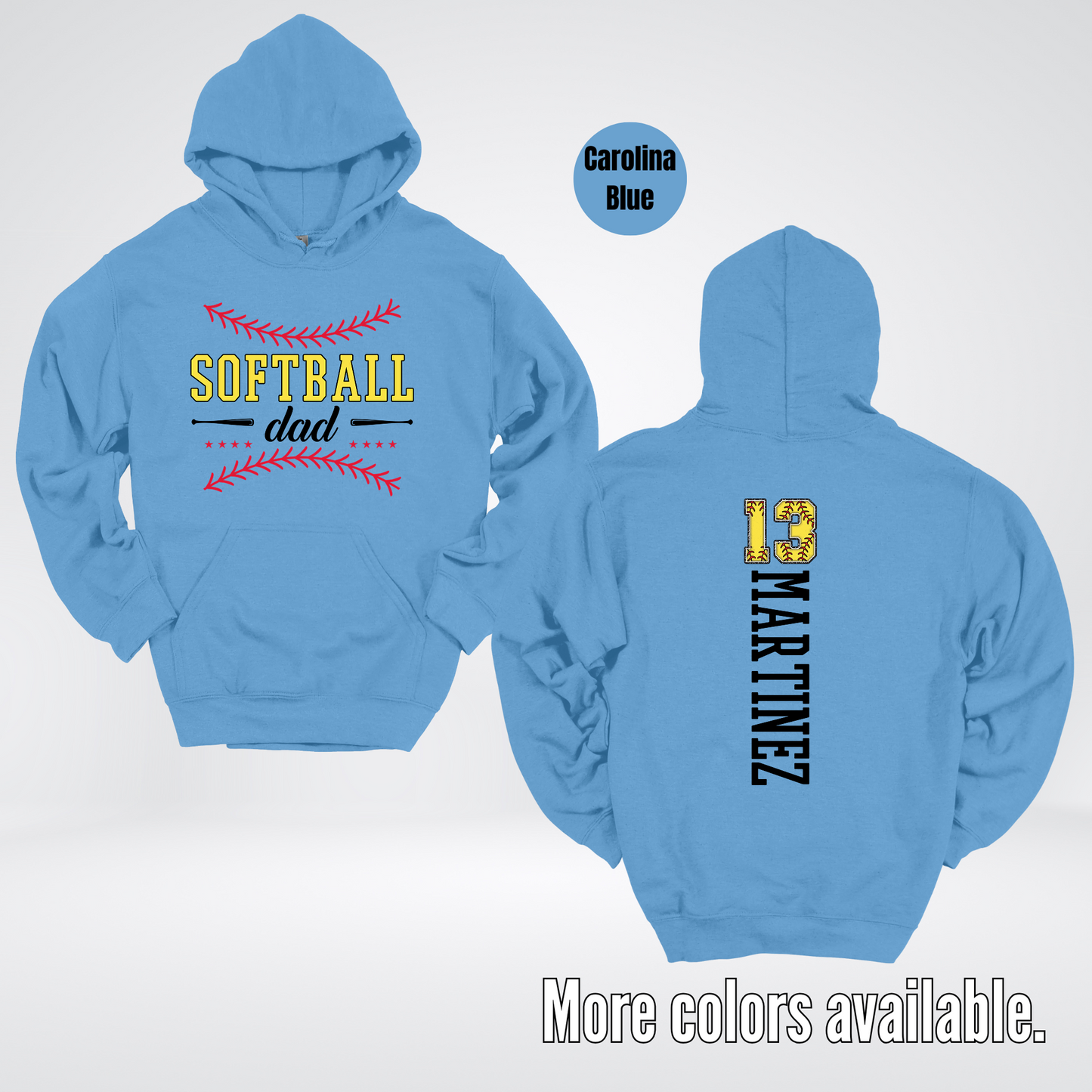 CUSTOM Softball Dad Number And Name Hoodie