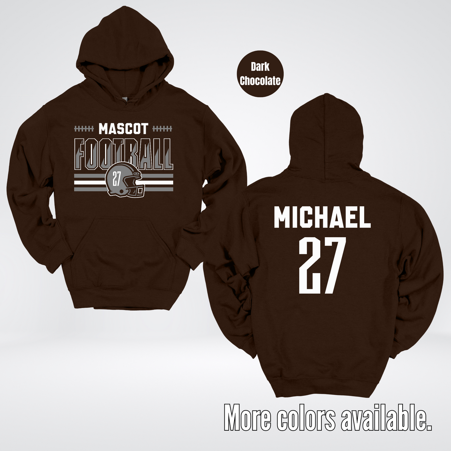 Custom Mascot, Number, & Name – Gray - Football Design 15 Hoodie
