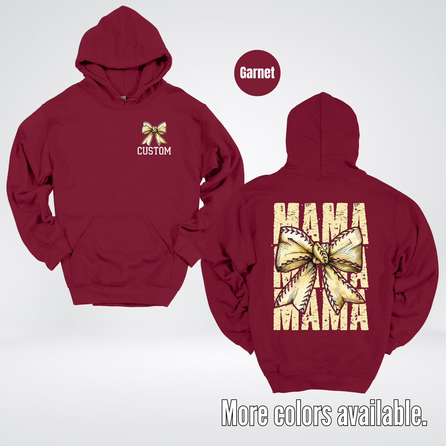 Custom Name Baseball Softball Mama Coquette Hoodie