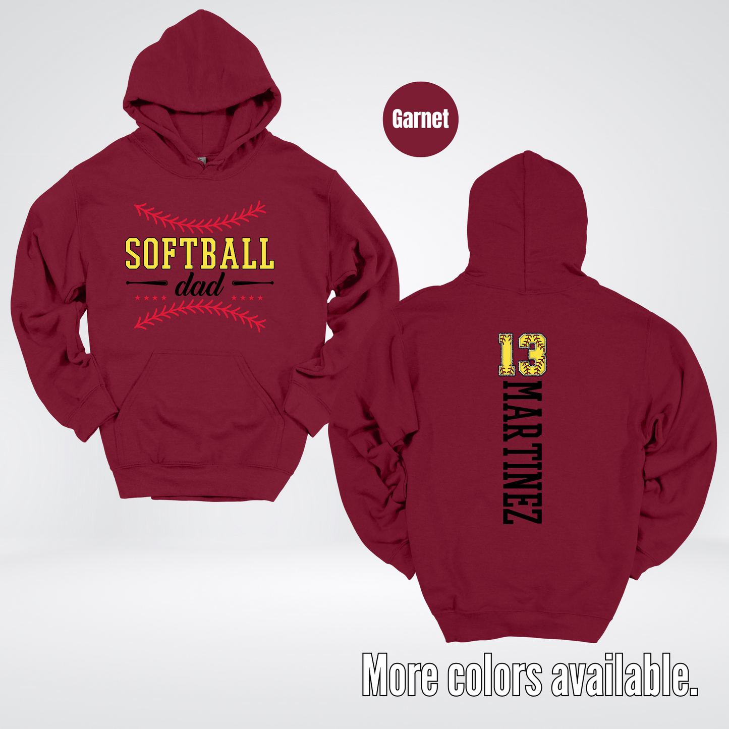 CUSTOM Softball Dad Number And Name Hoodie