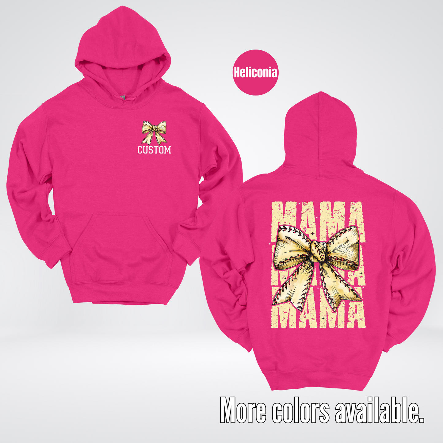 Custom Name Baseball Softball Mama Coquette Hoodie