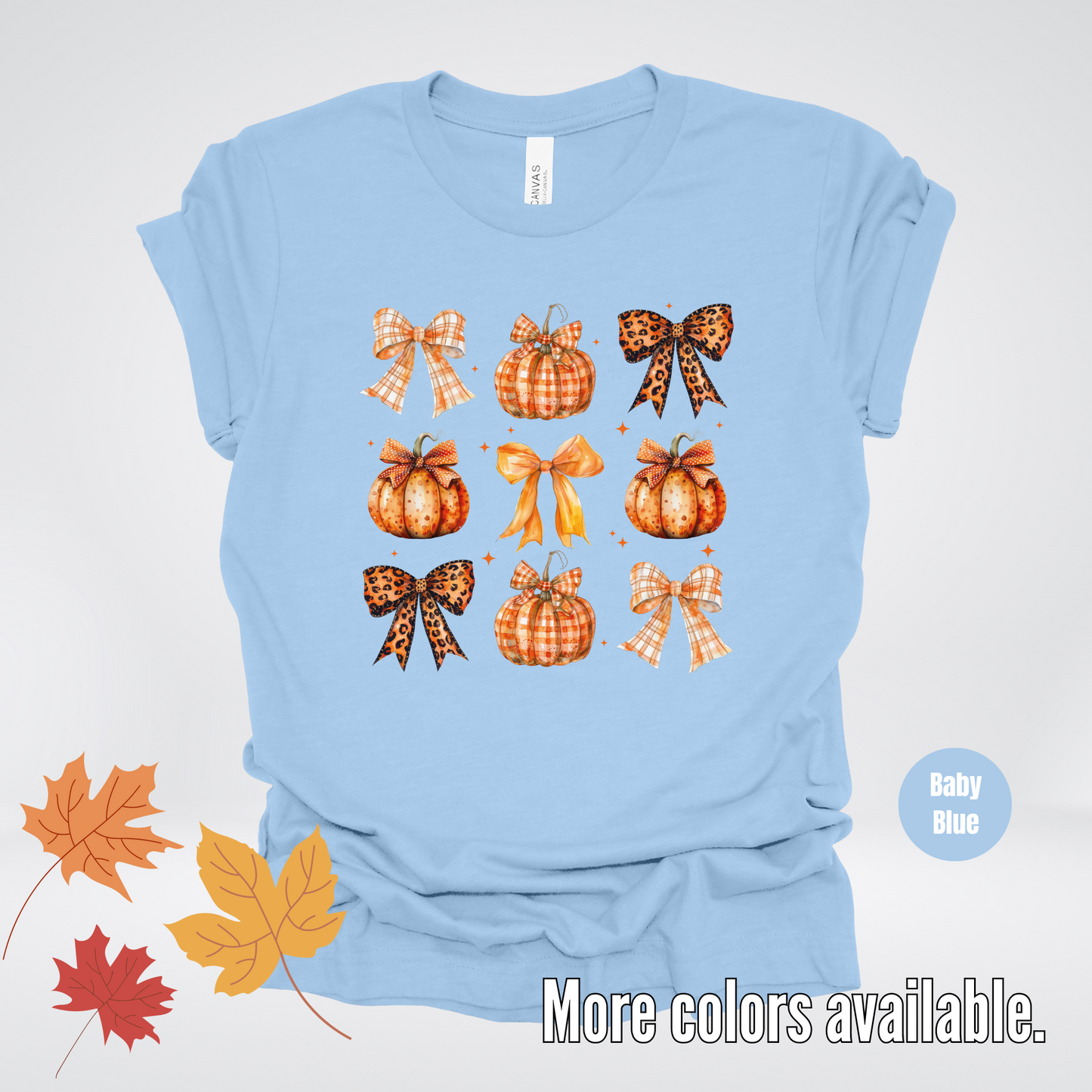 Fall Coquette Leopard Print and Flannel Bows And Pumpkins T-Shirt