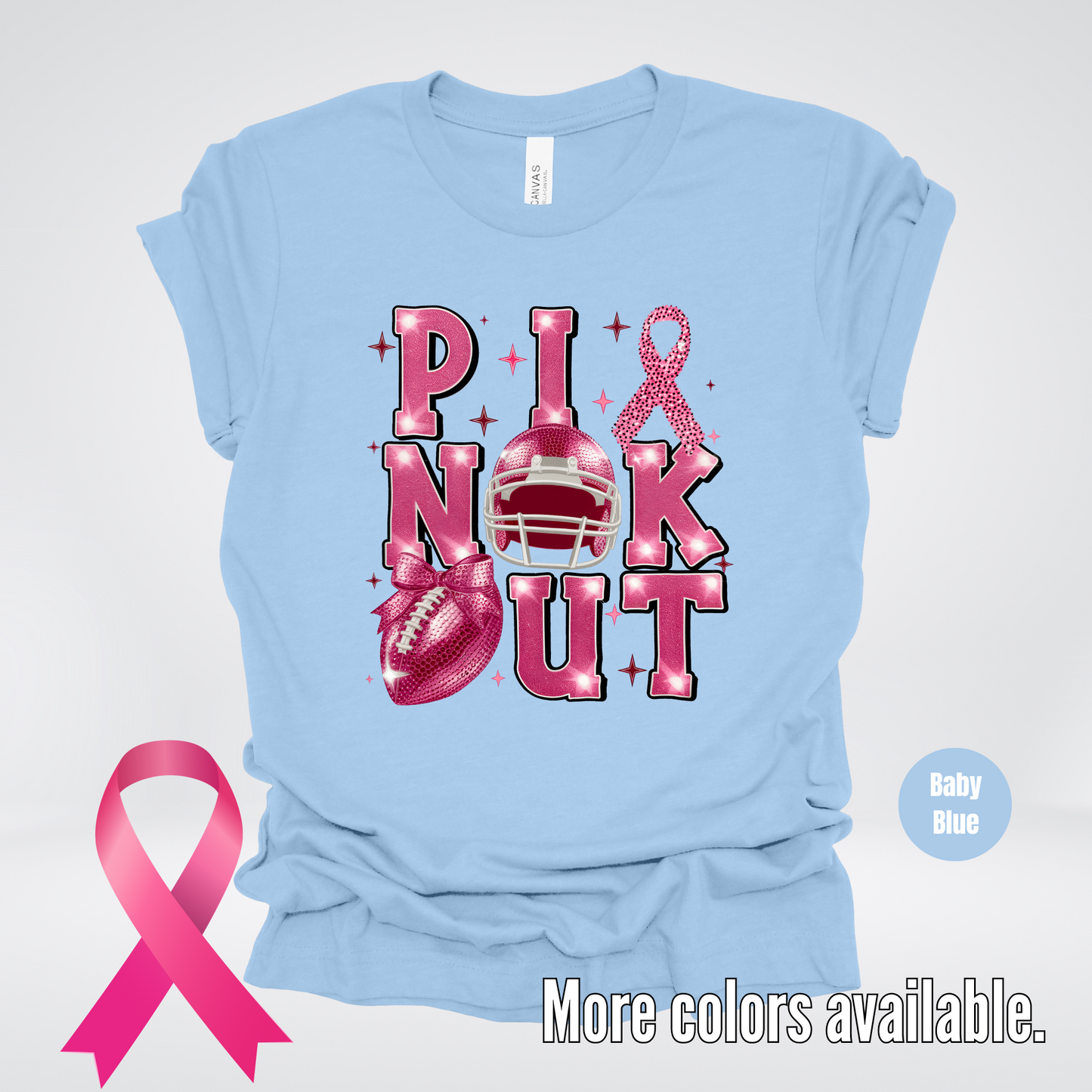 Pink Out Football Coquette Glitter Helmet T-Shirt