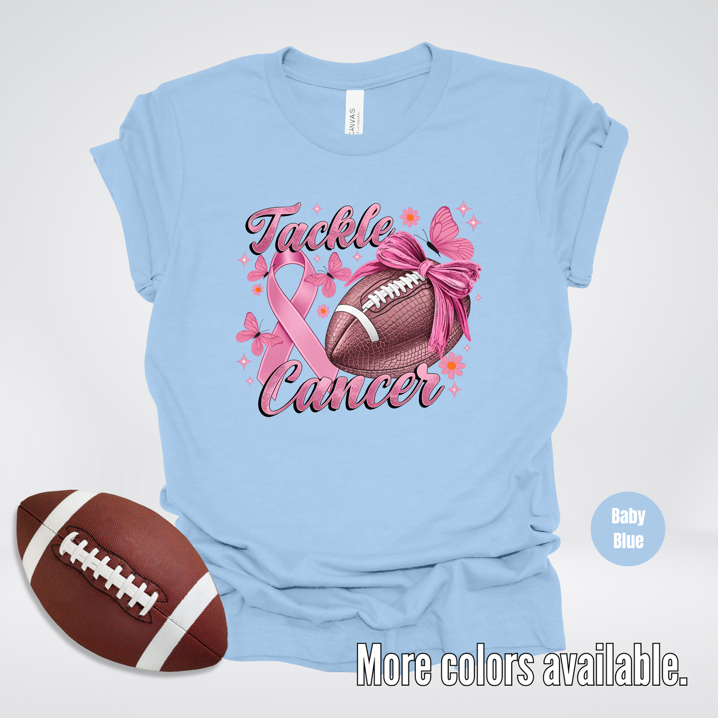 Tackle Cancer Coquette Football T-Shirt