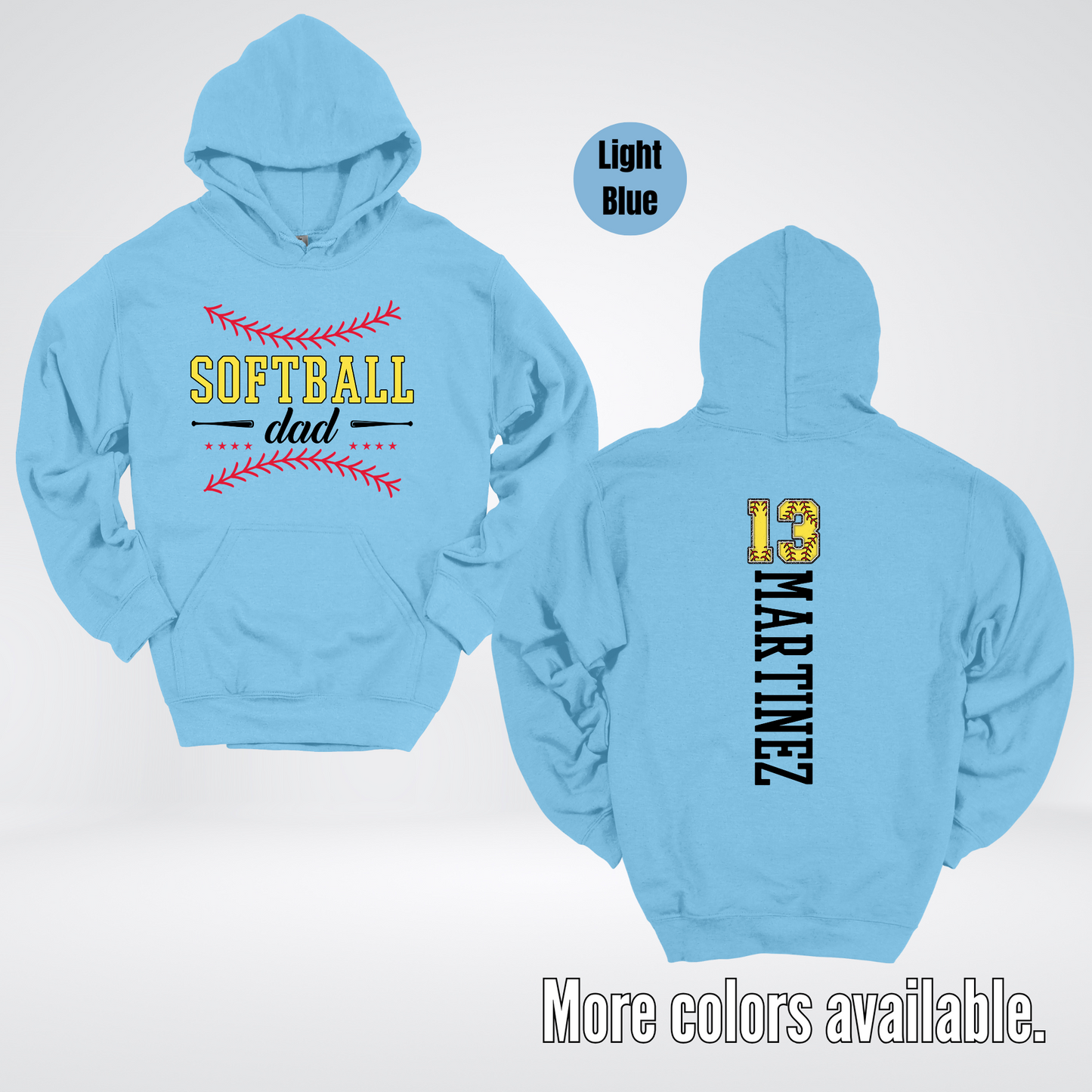 CUSTOM Softball Dad Number And Name Hoodie