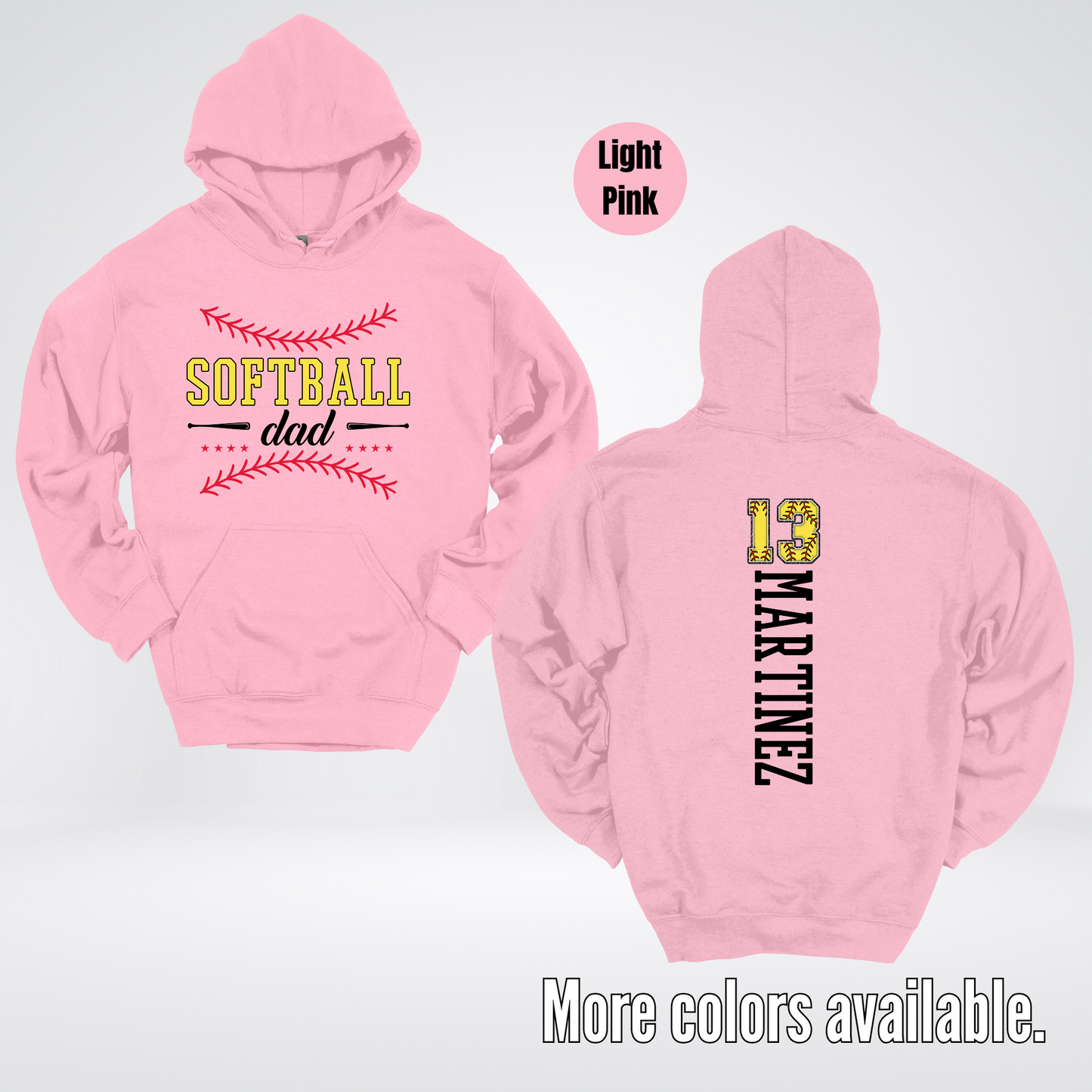 CUSTOM Softball Dad Number And Name Hoodie