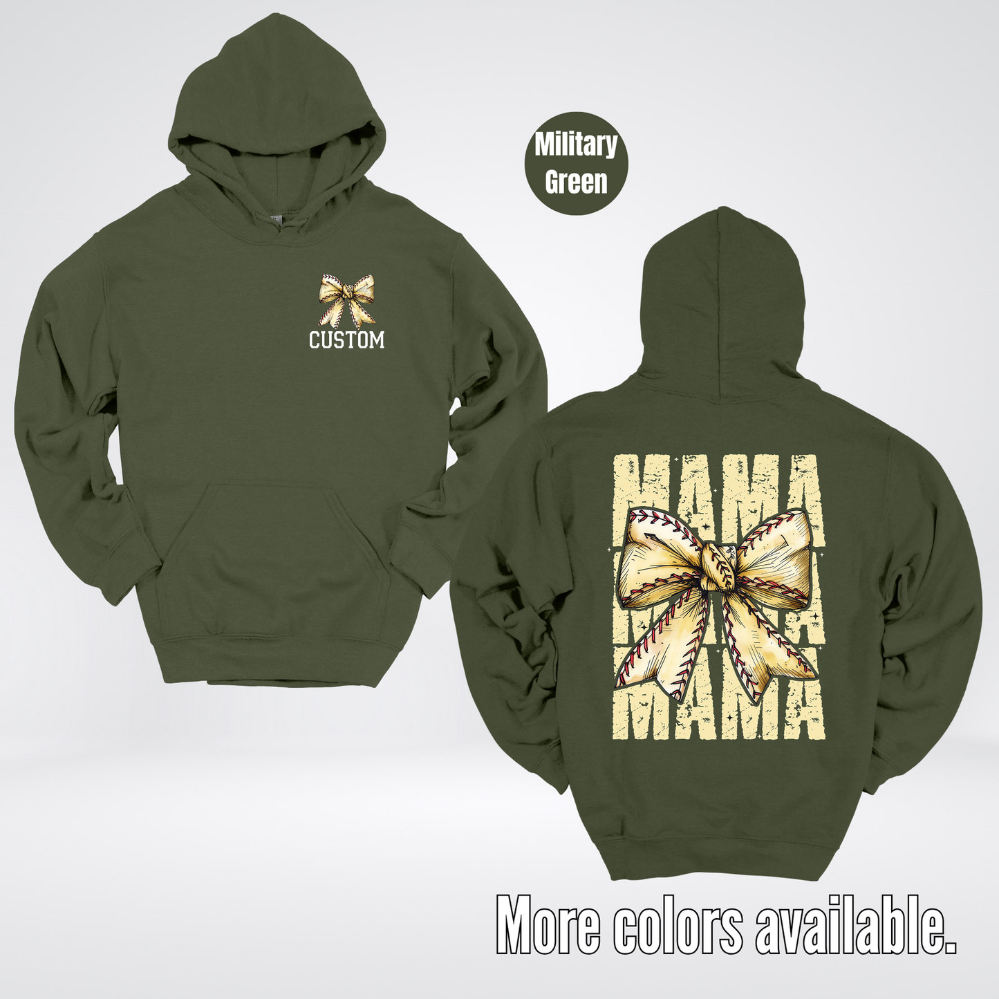 Custom Name Baseball Softball Mama Coquette Hoodie