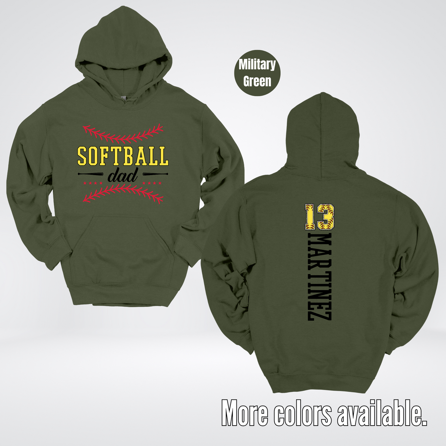 CUSTOM Softball Dad Number And Name Hoodie