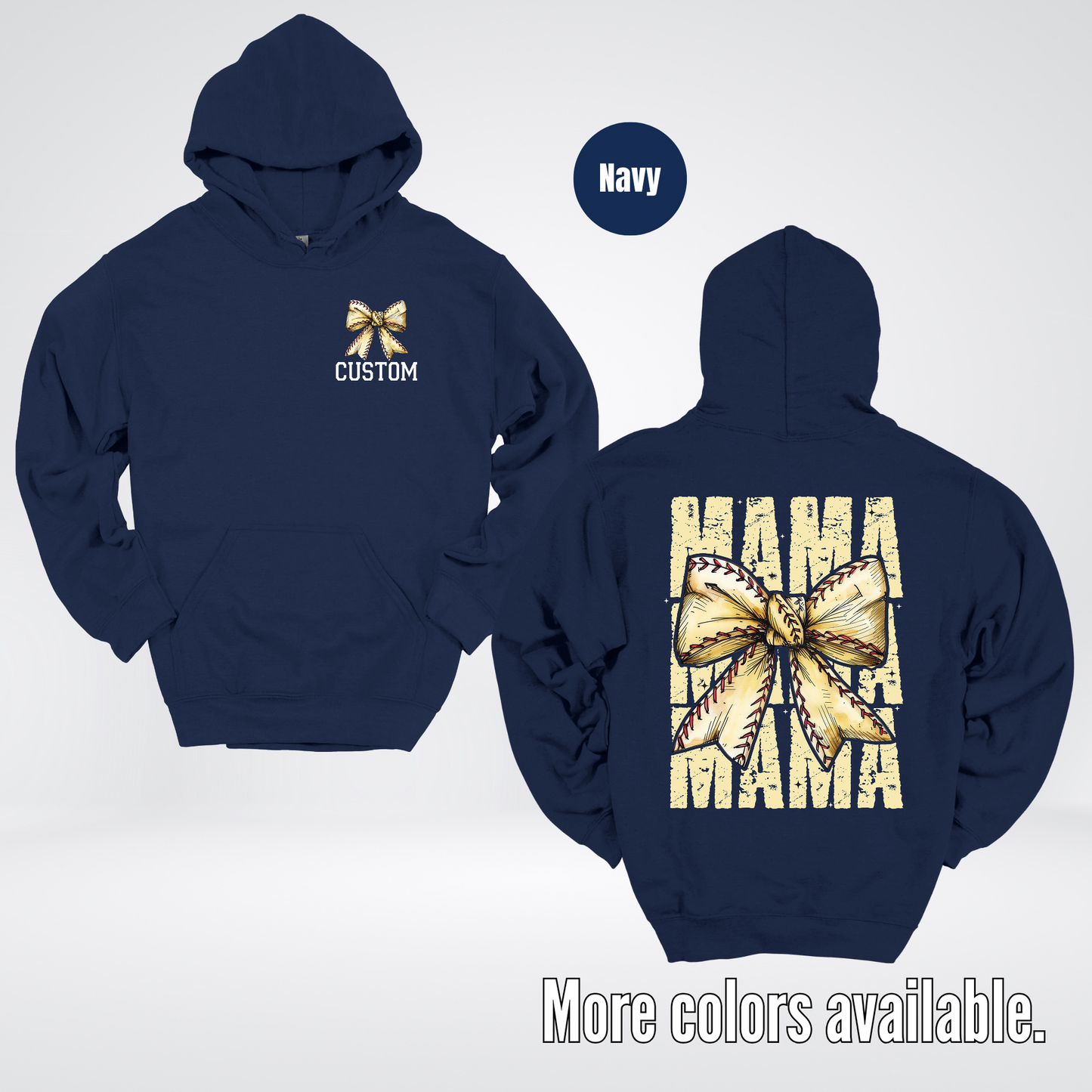 Custom Name Baseball Softball Mama Coquette Hoodie
