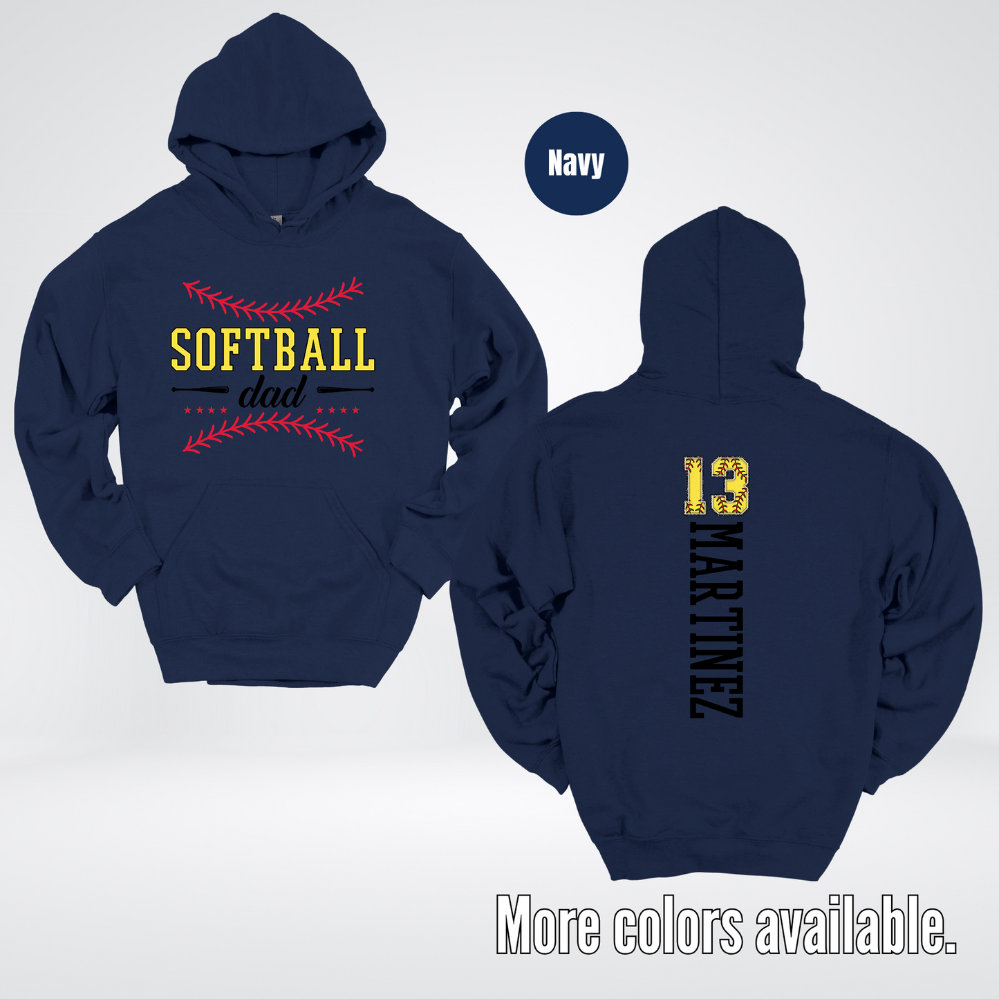 CUSTOM Softball Dad Number And Name Hoodie