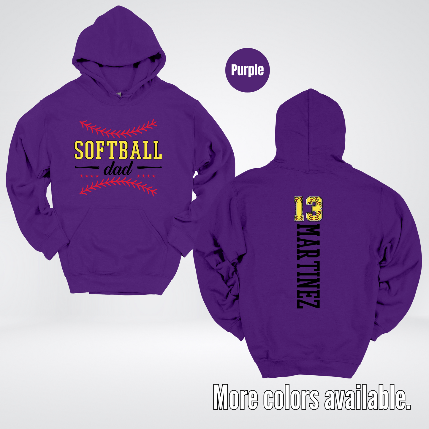 CUSTOM Softball Dad Number And Name Hoodie