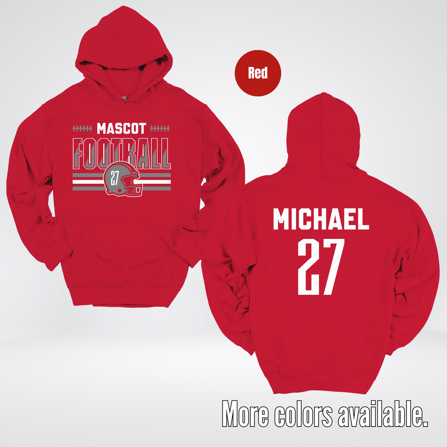 Custom Mascot, Number, & Name – Gray - Football Design 15 Hoodie