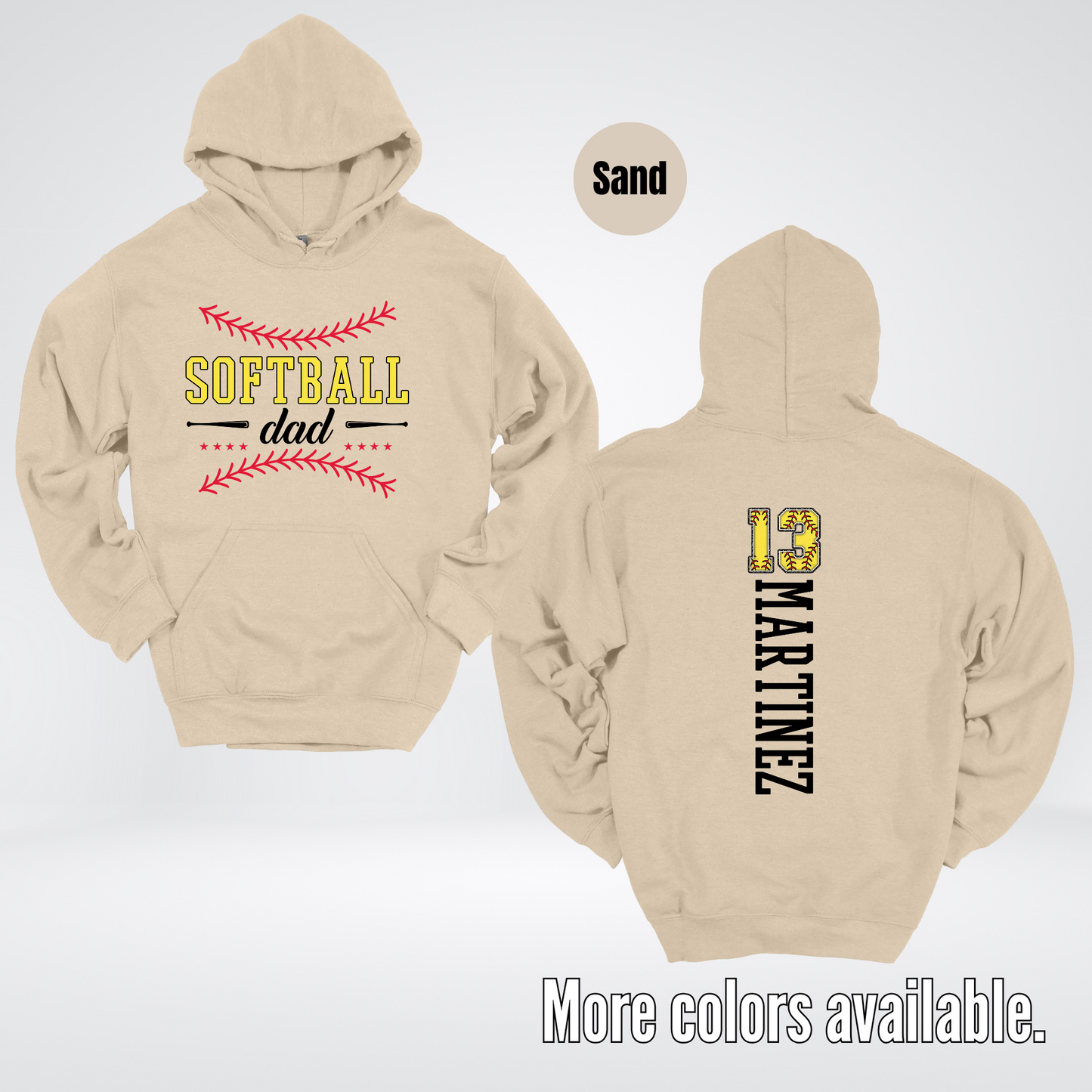 CUSTOM Softball Dad Number And Name Hoodie